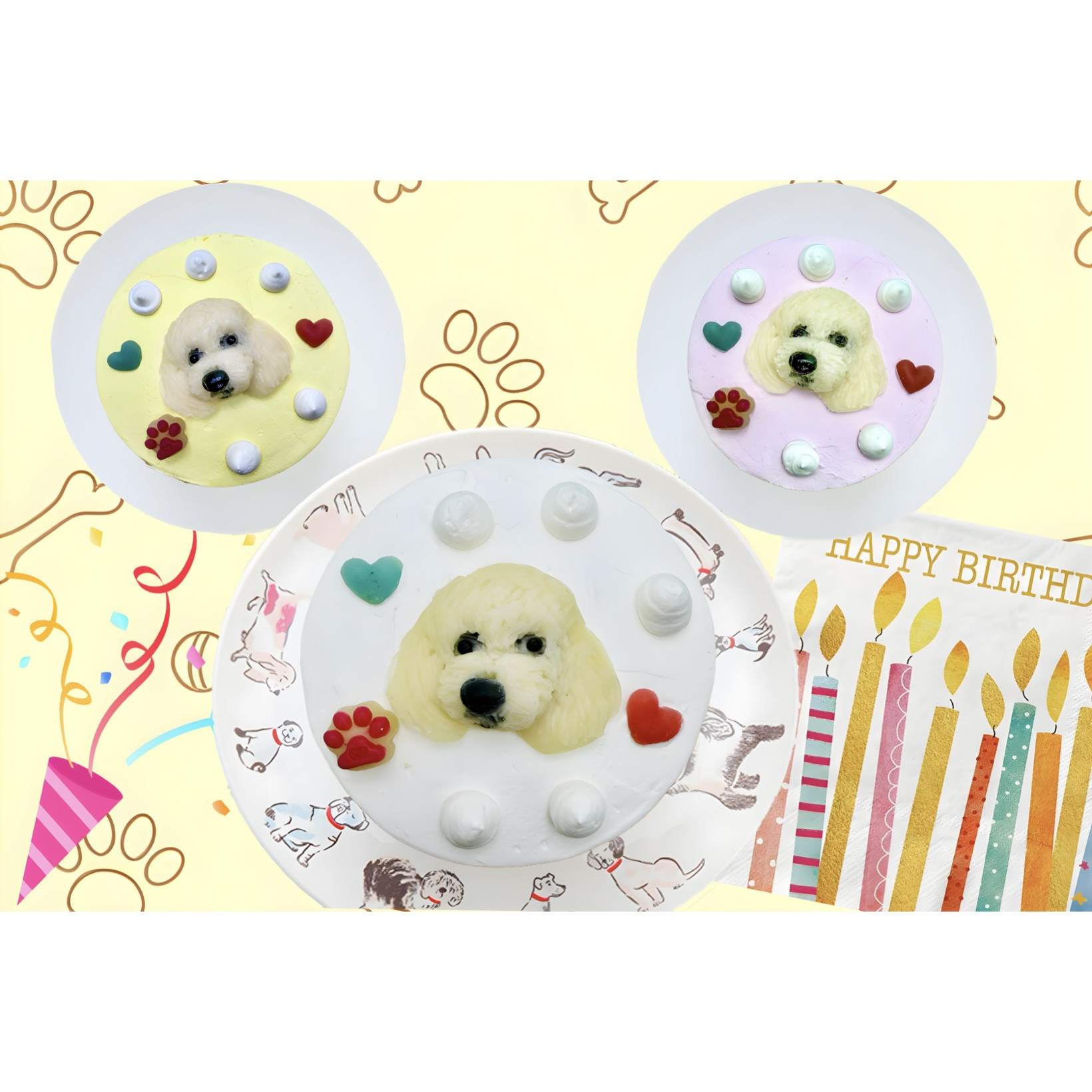 選べるクリーム お写真がそのままお顔に!わんこ立体顔ケーキ4号 12cm