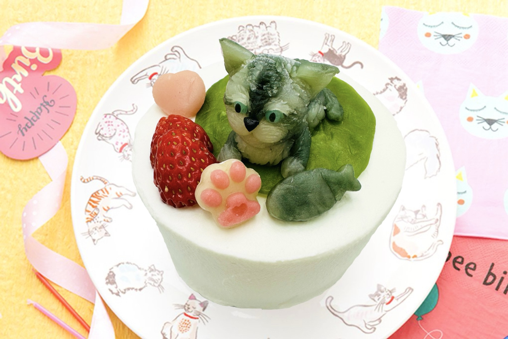 お写真から食べられるマスコットに!にゃんこマスコットケーキ 3号 9cm