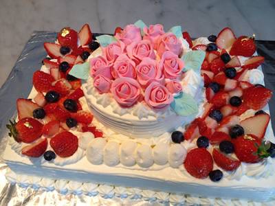 薔薇ケーキ2段 30x40cm