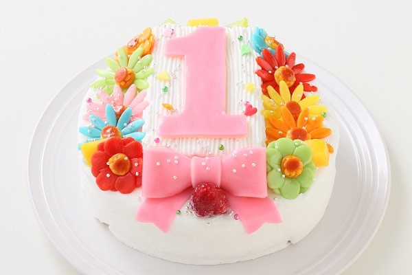 ヨーグルトクリーム デコもり。Happy 1st birthday cake 3号 9cm