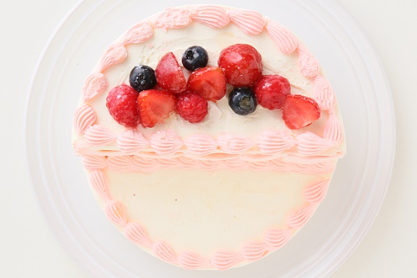 ハーフバースデーケーキ ピンク 5号 15cm 菓子工房スグ リ Cake Jp
