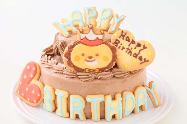HAPPY　BIRTHDAYアイシングクッキー付き　イラストキャラクターデコレーションケーキ（チョコ生クリーム）　5号　15cm 2