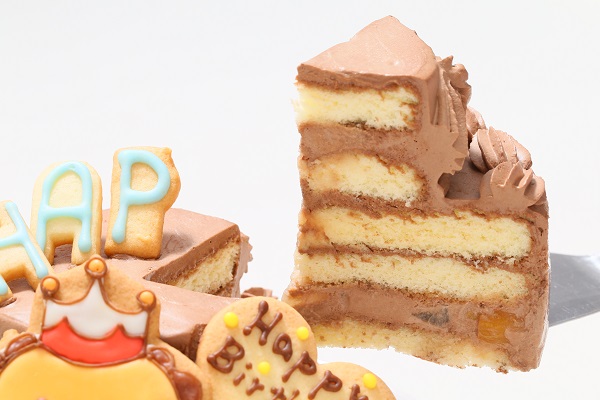 HAPPY　BIRTHDAYアイシングクッキー付き　イラストキャラクターデコレーションケーキ（チョコ生クリーム）　5号　15cm 4