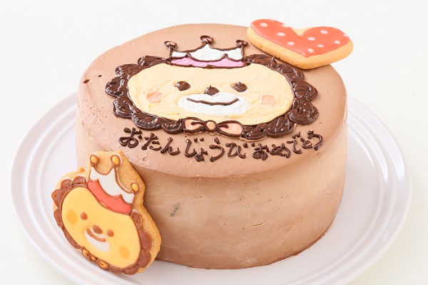 アイシングクッキーのイラストデコレーションケーキ チョコ生 7号 21cm