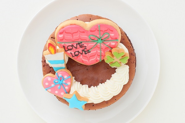 TOROKERUクラシックショコラ Lovelyアイシングクッキーケーキ 5号 15cm （お得なアイシングセットです） ＊アイシングデコ当日配送商品始まりました！ ギフトに最適 2