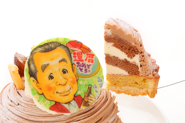 天然栗モンブラン　フォトケーキ　アイシングクッキーケーキ　文字入りアイシング　写真ケーキ　5号　15cm　ギフトに最適　 4