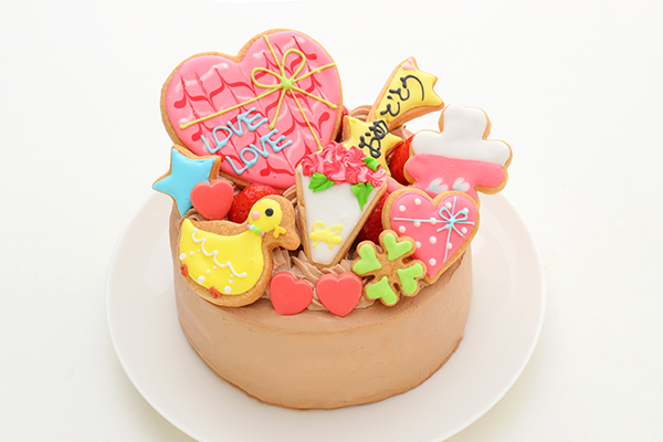 生チョコ苺ショート あなただけの選べるアイシングクッキーケーキ 4号 選んで楽しい アイシングデコ当日配送商品始まりました ギフトに最適 The Nicole Cake Jp