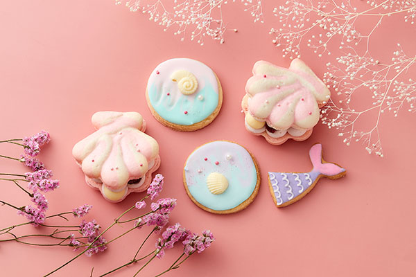 マーメイドセット 貝殻マカロン(韓国マカロン)・アイシングクッキー（KITTY SWEETS） | Cake.jp