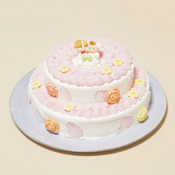 2段苺クリームデコレーションケーキ ウェディング 5号×7号