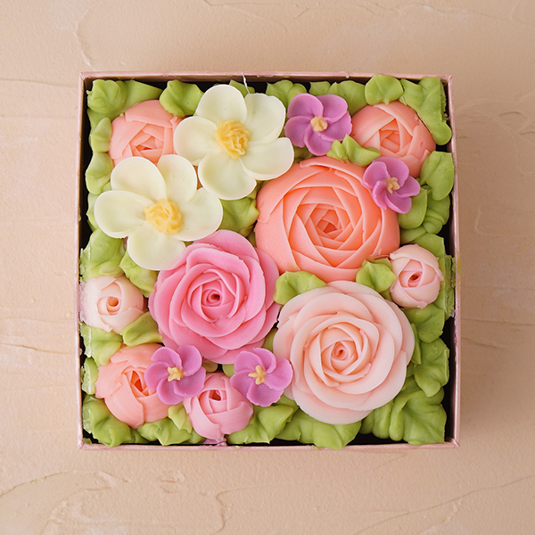 『食べられるお花のケーキ』 【Peach Pink】ボックスフラワーケーキ    2