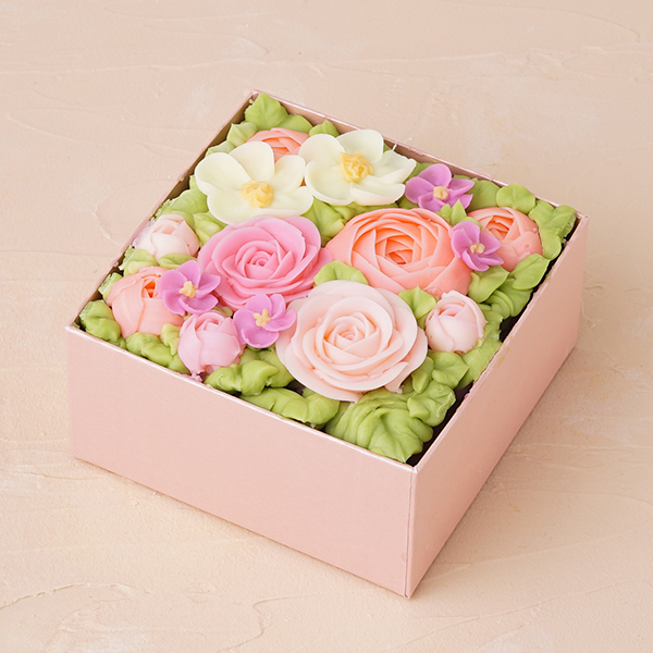 『食べられるお花のケーキ』 【Peach Pink】ボックスフラワーケーキ    4