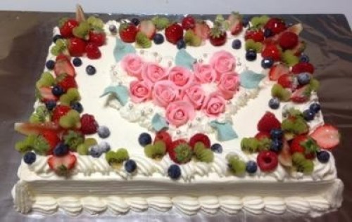 薔薇のケーキ１段　20x28cm