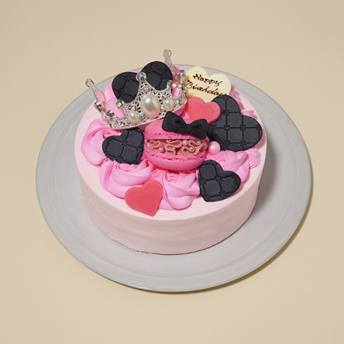 ピンクブラックハートケーキ
