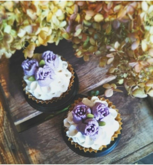 ヴィーガン&グルテンフリー！ 紫芋のフラワーケーキ　２個セット《ヴィーガンスイーツ》