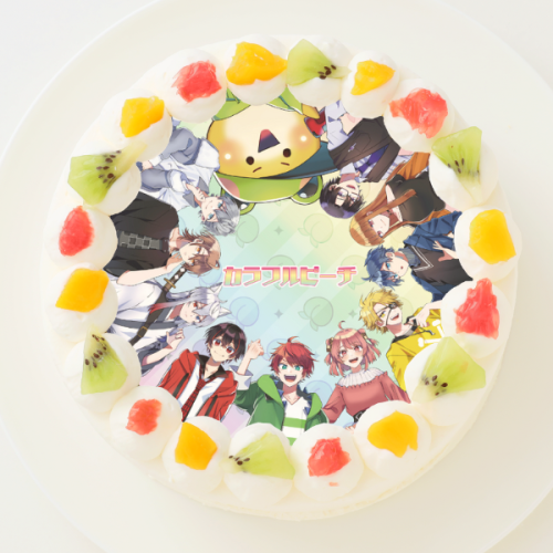 【カラフルピーチ】丸型写真ケーキ　3号 9cm