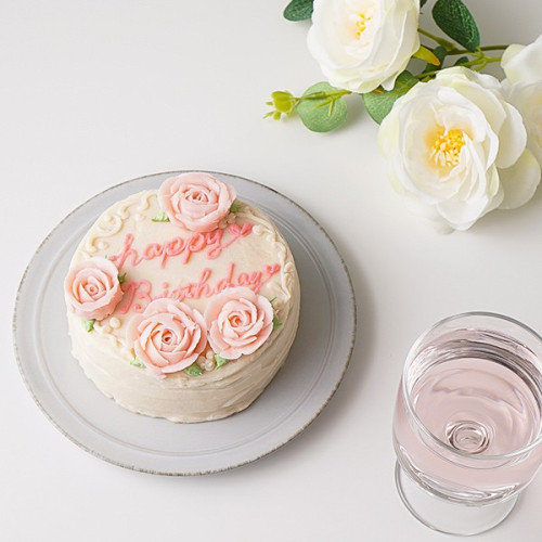 【薔薇の色と生地が選べる】3号あんバターフリーメッセージフラワーケーキ《センイルケーキ》