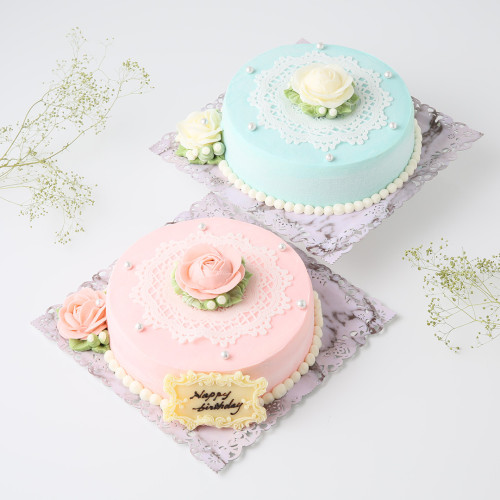 2色から選べる　美しいチーズケーキ【薔薇とシュガーレースのケーキ　5号サイズ 15cm】　
