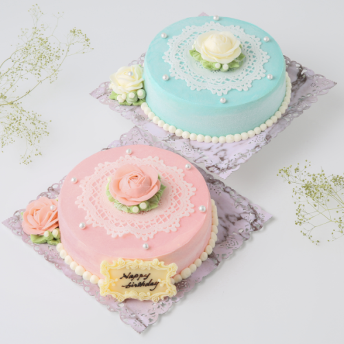 2色から選べる　美しいチーズケーキ【薔薇とシュガーレースのケーキ　5号サイズ 15cm】　