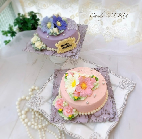 美しいチーズケーキ【ユリとシュガーレースのケーキ　5号サイズ】
