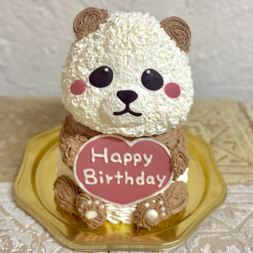 【セール中】パンダの立体ケーキ　ぱんだ　ホイップ&ガナッシュクリーム　動物ケーキ