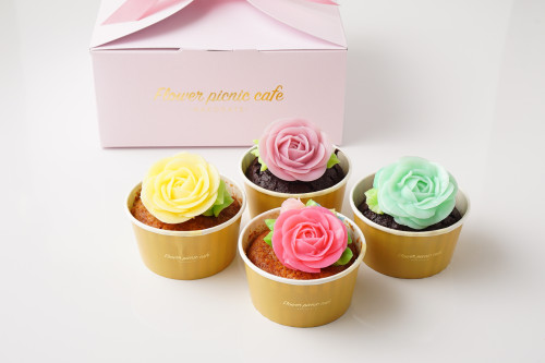食べられるお花のカップケーキ＜4個セット＞　　　