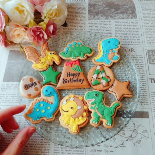 《誕生日》大きな恐竜・アイシングクッキーセット