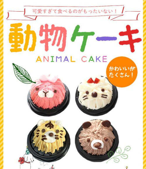 動物立体ケーキ　4個セット　動物ケーキ　アニマルケーキ（とら、うさぎ、ねこ、くま）　