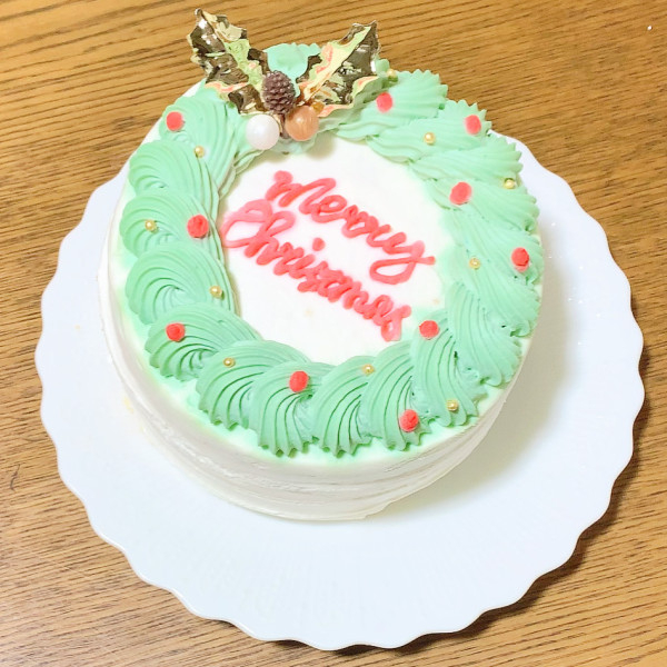 【cake.jp限定】【2021クリスマスケーキ】【センイルケーキ】リースがかわいいセンイルケーキ　4号　クリスマス2021の口コミ・評判の投稿画像